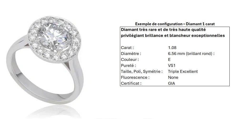 Bague de fiançailles Protégée en platine 950 massif avec cathédrale et halo d’entourage serti de 16 diamants d’accompagnement total 0,48 carat (modèle présenté avec un diamant de 2 carats)