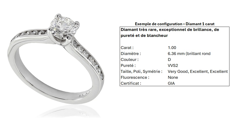 Bague de fiançailles Rayonnante épaulée en or blanc 18k (modèle présenté avec un diamant de 0,40 carat)