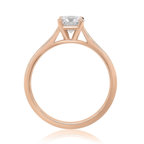 Bague de fiançailles en diamant et or rose solitaire. Modèle Valorisée.