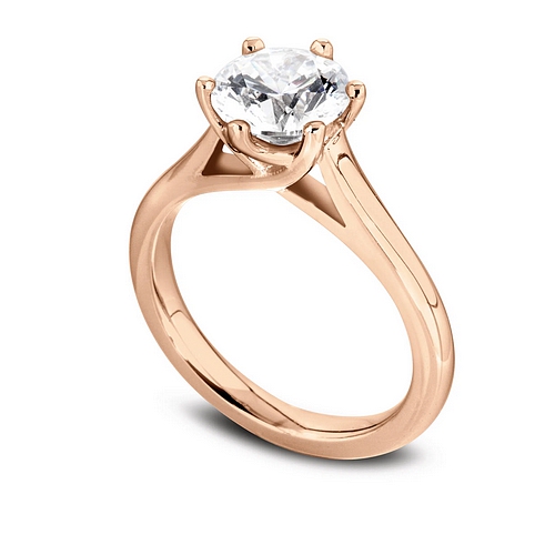 Solitaire diamant Jolie en or rose 18k, cathédrale et six griffes en treillis