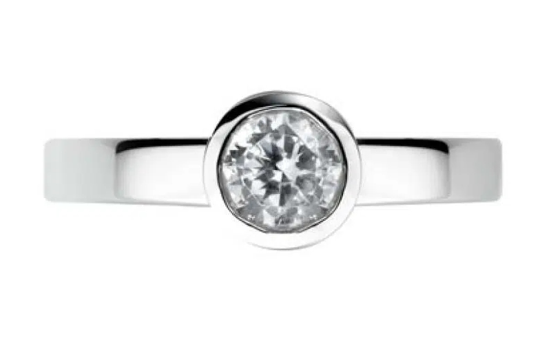 Solitaire diamant Unique en or blanc 18k serti clos