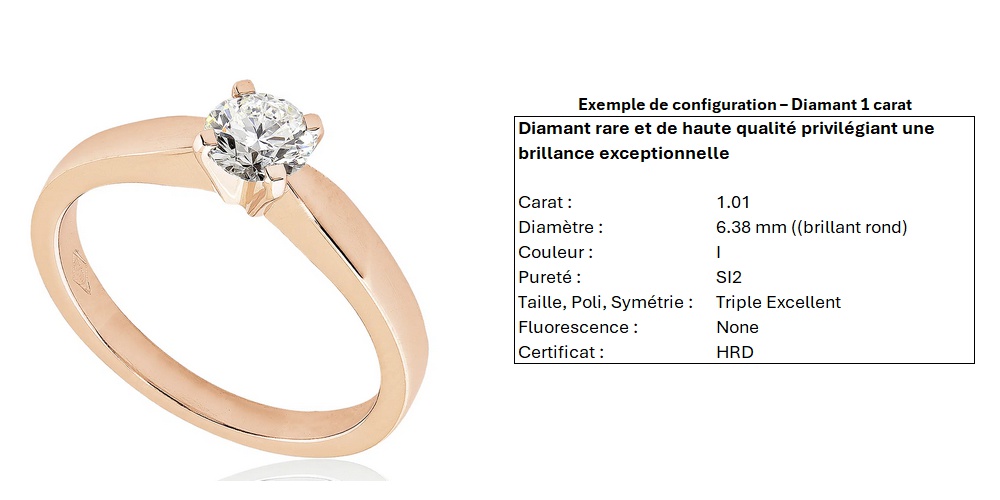 Solitaire Moderne en or rose 18k 4 griffes (modèle présenté avec un diamant de 0,30 carat)
