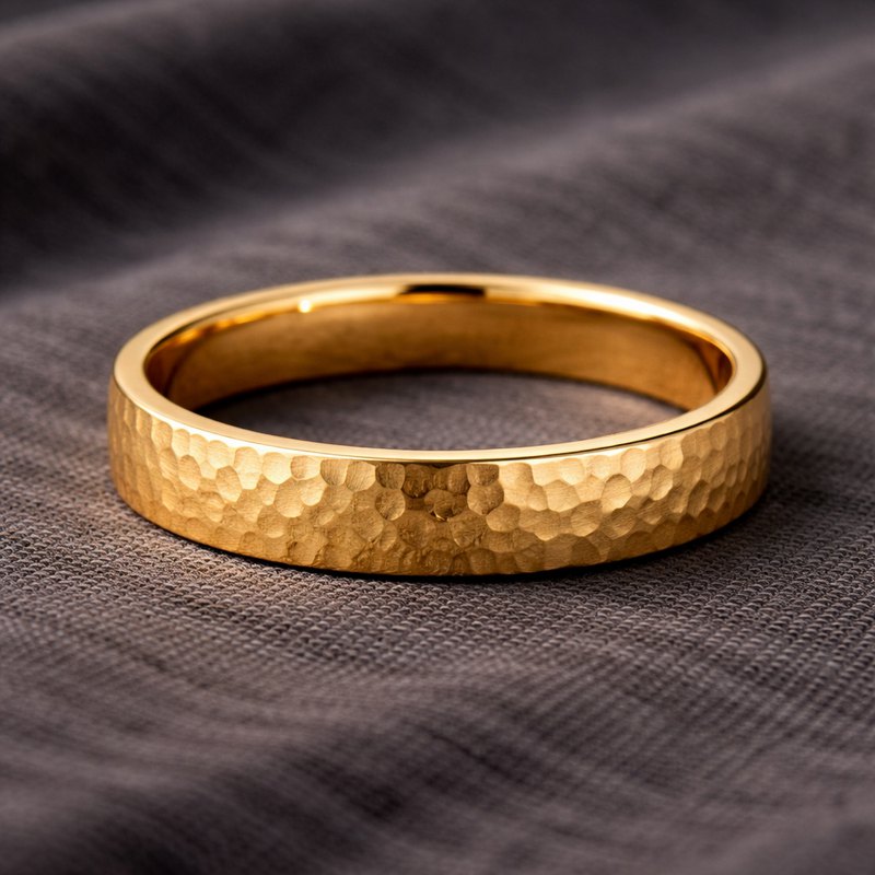 Alliance pour homme en or jaune martelé