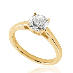 Belle : Bague de fiançailles en or rose 18k, solitaire diamant à cathédrale et panier. Production et livraison en 15 à 7 jours ouvrés.