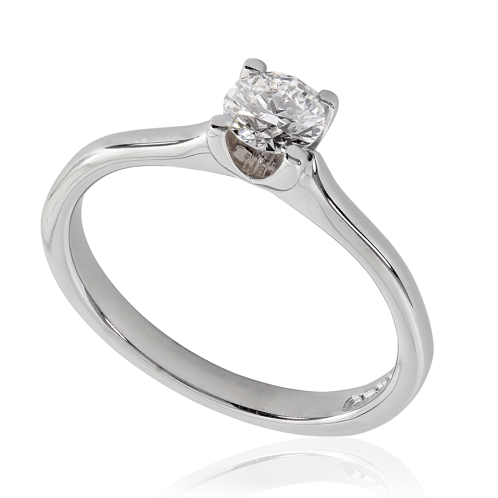 Bague de fiançailles Classique en or blanc 18k, solitaire confortable pour petits doigts