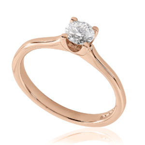 Classique : Bague de fiançailles en or rose 18k, solitaire confortable pour petits doigts. Production et livraison en 15 à 7 jours ouvrés.