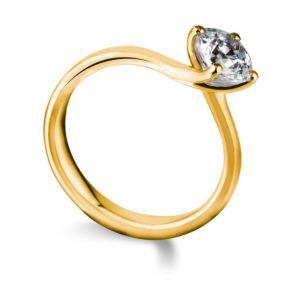 Sublime : Bague de fiançailles diamant solitaire nord-sud en or jaune 18k. Production et livraison en 18 à 4 jours ouvrés.