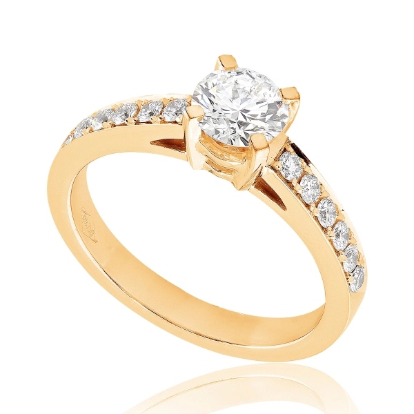 Bague de fiançailles Radieuse en or jaune 18k aux épaules pavées