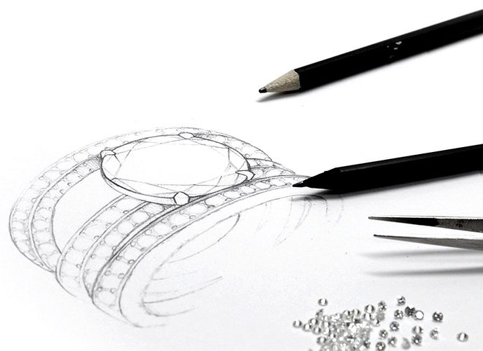 Croquis de bague de fiançailles en diamant sur mesure