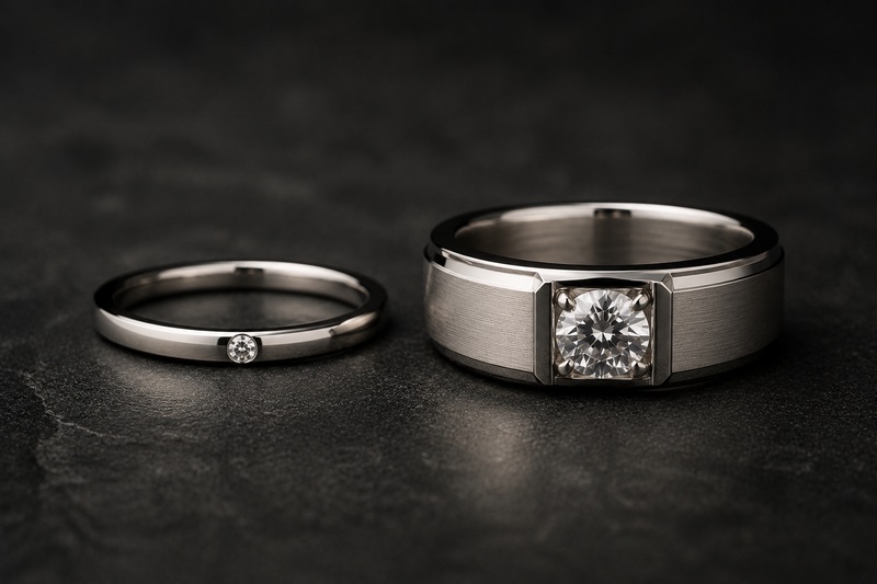Deux styles de bagues en diamant pour homme