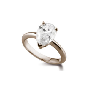 Poire Classique : Bague diamant en or rose 18k. Production et livraison en 18 à 4 jours ouvrés.