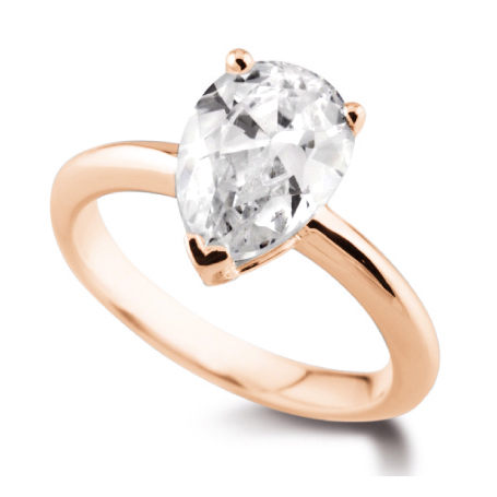 Bague diamant Poire Classique en or rose 18k