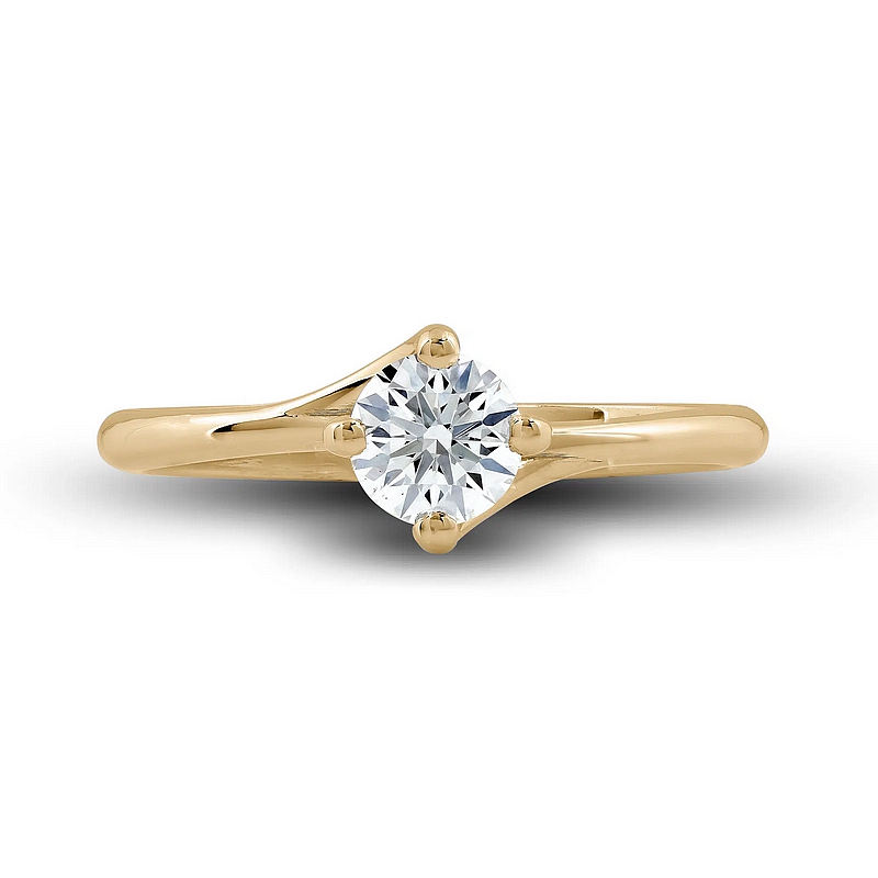 Bague diamant Gracieuse or jaune 18k, étreinte nord-sud par quatre griffes