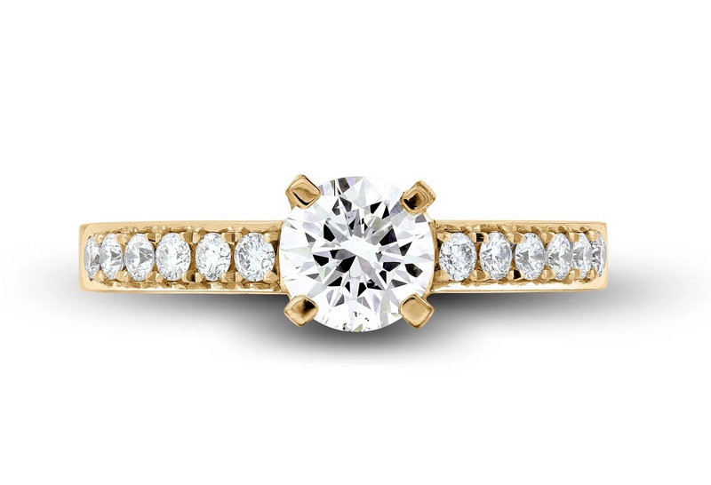 Bague de fiançailles Radieuse en or jaune 18k aux épaules pavées