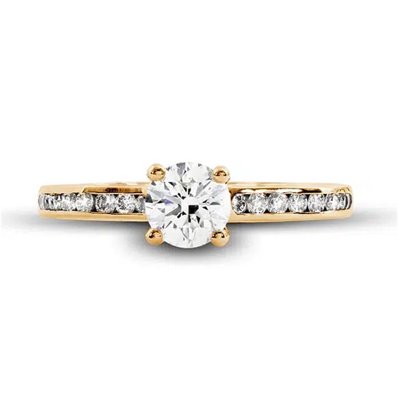 Bague de fiançailles Rayonnante en or jaune 18k, sertie diamants
