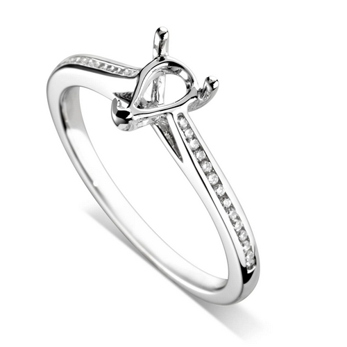 Bague de promesse en or blanc et diamant Poire Sophistiquée