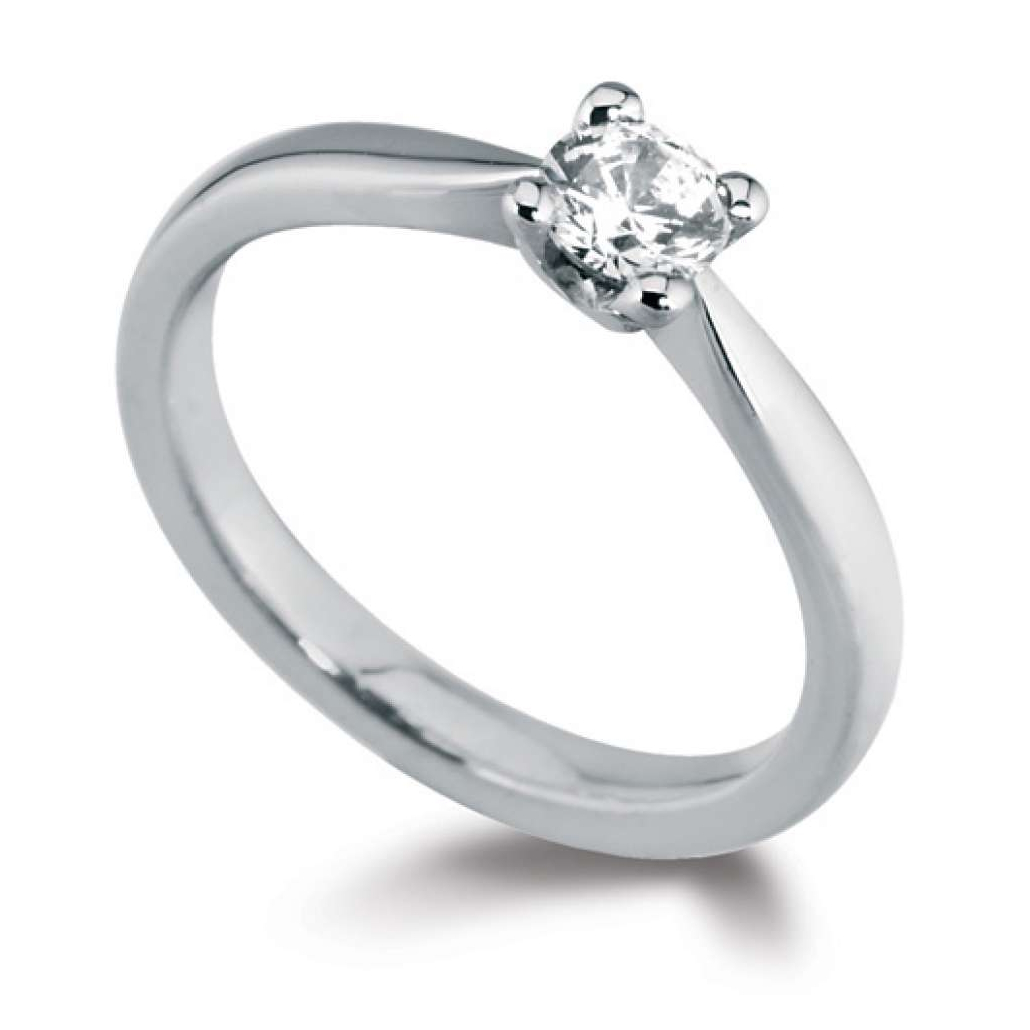 Bague solitaire diamant Pure en or blanc 18k aux épaules effilées