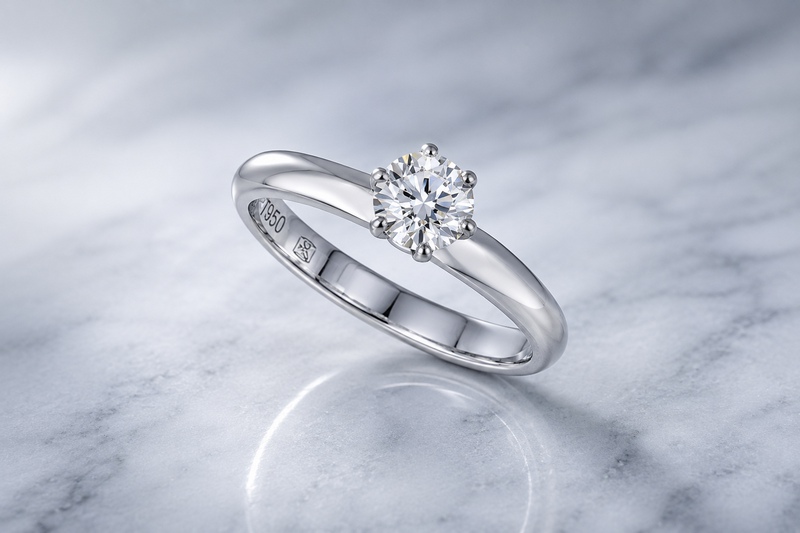 Bague de fiançailles solitaire en diamant Distinguée en platine