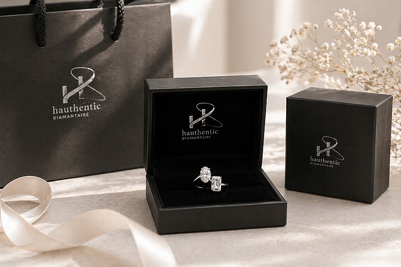 Bague Toi et Moi en diamant présenté dans son écrin de luxe Hauthentic