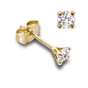 Classiques : Boucles d'oreilles en or jaune 18k, quatre griffes pour diamants jusqu'à 2x 0,25ct. Production et livraison en 15 à 7 jours ouvrés.