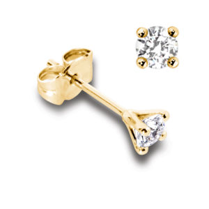 Classiques : Boucles d'oreilles en or jaune 18k, quatre griffes pour diamants jusqu'à 2x 0,25ct. Production et livraison en 15 à 7 jours ouvrés.