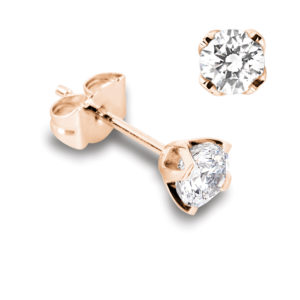 Féminines : Boucles d'oreilles en or rose 18k, quatre griffes pour diamants jusqu'à 2x 0,70ct. Production et livraison en 15 à 7 jours ouvrés.