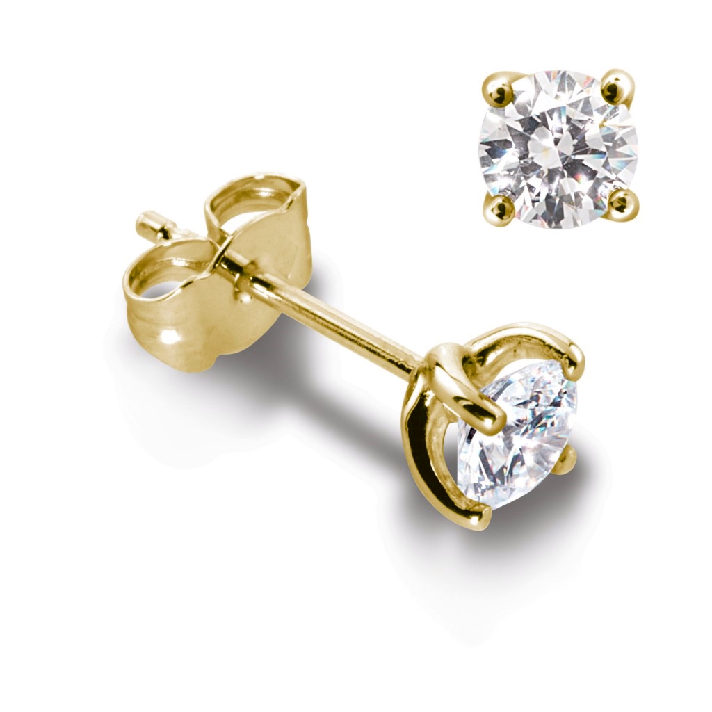 Boucles d'Oreilles Diamant Délicates, or jaune