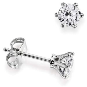 Magnifiques : Boucles d'oreilles diamant en or blanc 18k à six griffes. Production et livraison en 15 à 7 jours ouvrés.