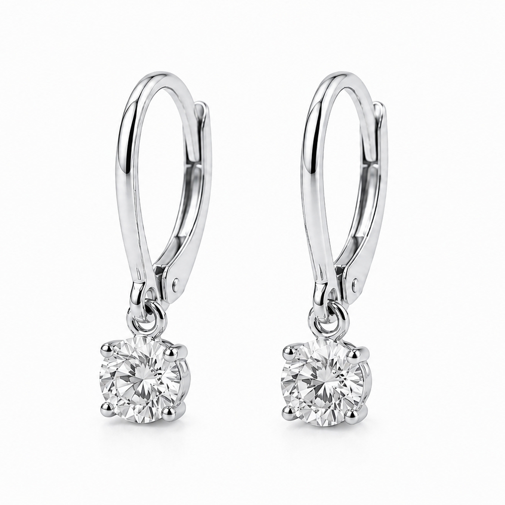 Ravissantes boucles d’oreilles dormeuses en diamant et platine