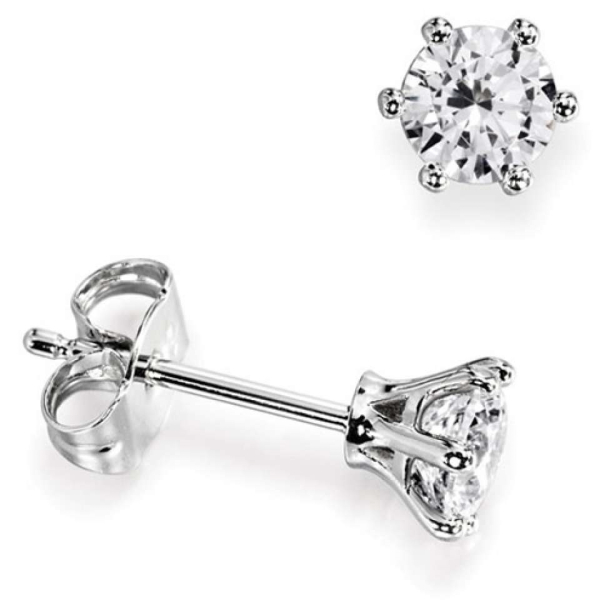 Boucles d’oreilles diamant Magnifiques en platine à six griffes