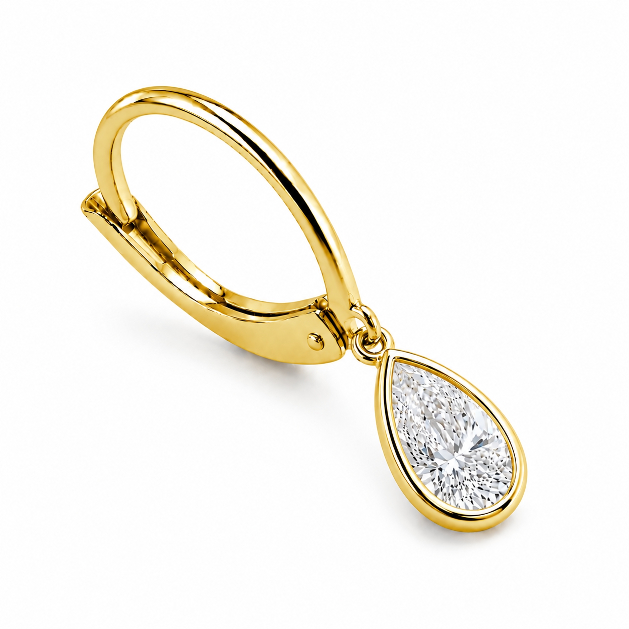 Boucles d'oreilles dormeuses Choyées en diamant taille poire serti clos