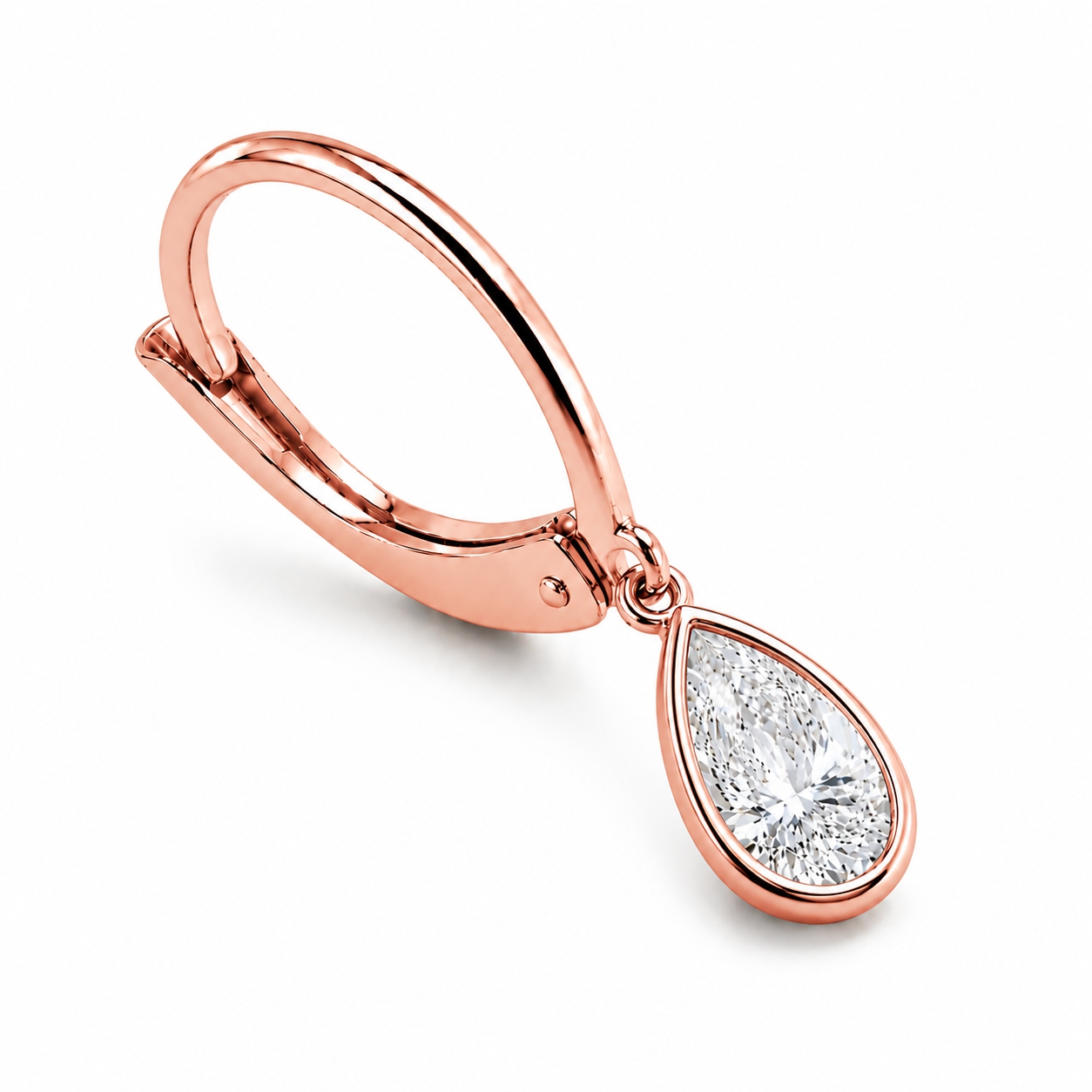 Boucles d'oreilles dormeuses Choyées en diamant taille poire serti clos