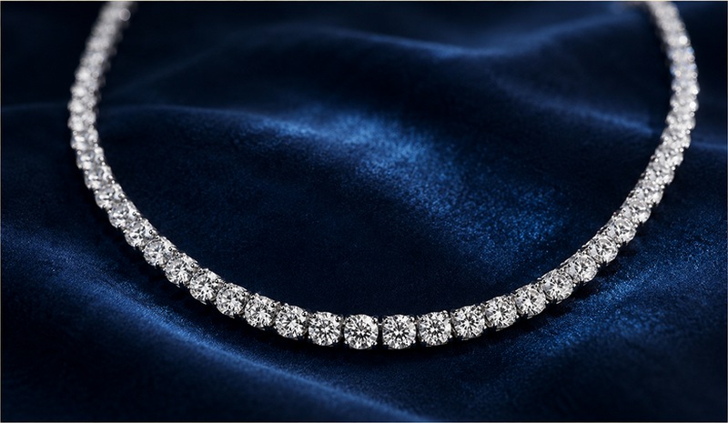 Collier tennis serti de diamants ronds parfaitement alignés