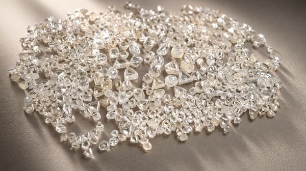 Diamants taillés de différentes formes.