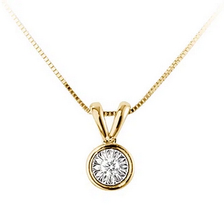 Pendentif diamant en or jaune 18k serti clos. Modèle Scintillant.