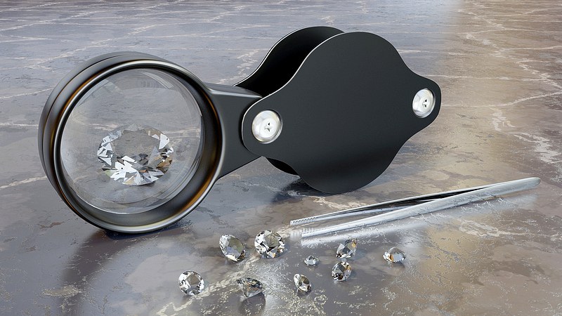 Loupe de gemmologue utilisée pour reconnaître un vrai diamant