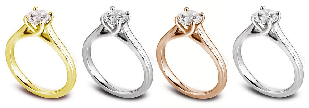 Bague de promesse solitaire Raffiné décliné en or jaune, or blanc, or rose et platine