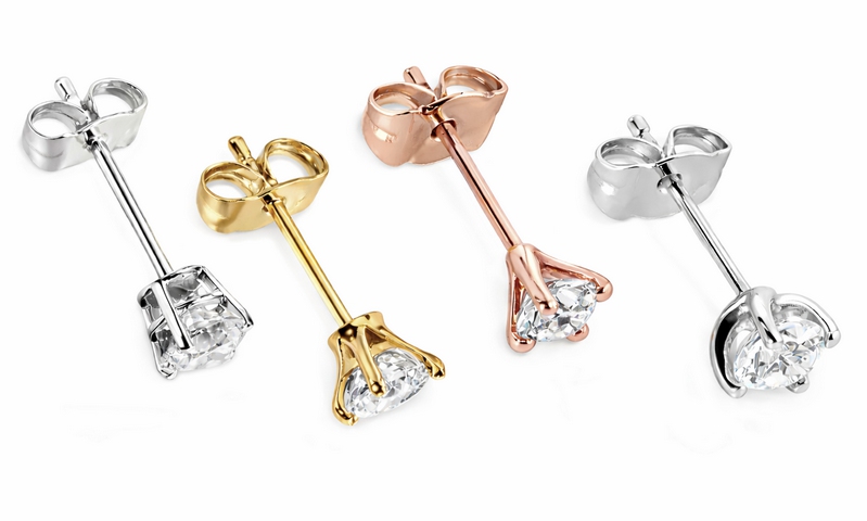 Boucles d'oreilles en or blanc, or jaune, or rose et platine.