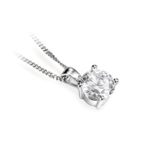 Brillant : Pendentif diamant solitaire en or blanc 18k, chaîne en or incluse. Production et livraison en 15 à 7 jours ouvrés.