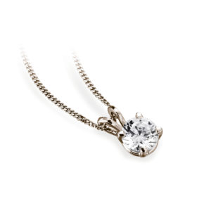 Ravissant : Pendentif diamant solitaire en or rose 18k, chaîne en or incluse. Production et livraison en 15 à 7 jours ouvrés.