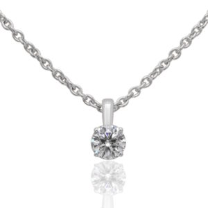 Poétique : Pendentif diamant solitaire en or blanc 18k, chaîne en or incluse. Production et livraison en 15 à 7 jours ouvrés.