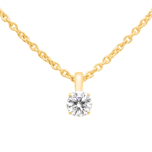 Pendentif diamant solitaire Poétique en or jaune 18k, chaîne en or incluse