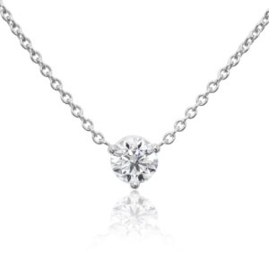 Séduisante : Pendentif diamant solitaire en or blanc 18k, chaîne en or incluse. Production et livraison en 15 à 7 jours ouvrés.