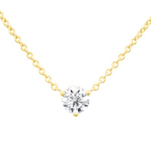 Séduisante : Pendentif diamant solitaire en or jaune 18k, chaîne en or incluse. Production et livraison en 15 à 7 jours ouvrés.