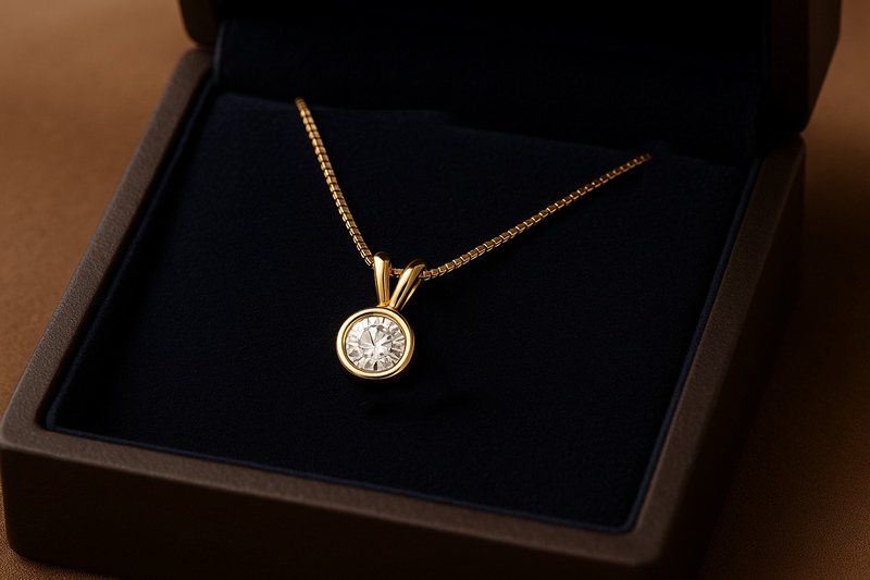 Pendentif en diamant et or jaune 18k Scintillant, serti clos.