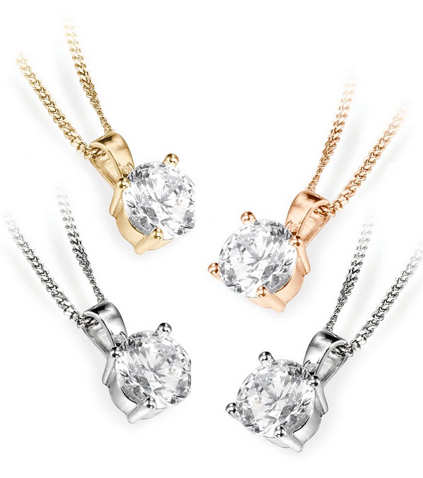 Les pendentifs diamant Hauthentic sont proposés en or jaune, en or rose, en or blanc et en platine.