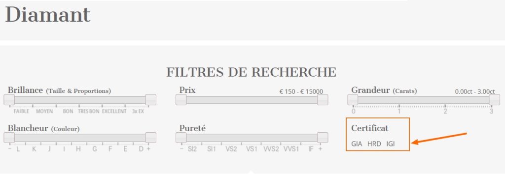 Notre outil Hauthentic vous permet de sélectionner votre diamant selon le certificat désiré.