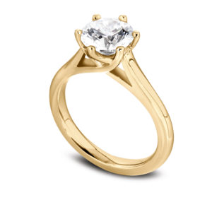 Jolie : Solitaire diamant en or jaune 18k, cathédrale et six griffes en treillis. Production et livraison en 15 à 7 jours ouvrés.