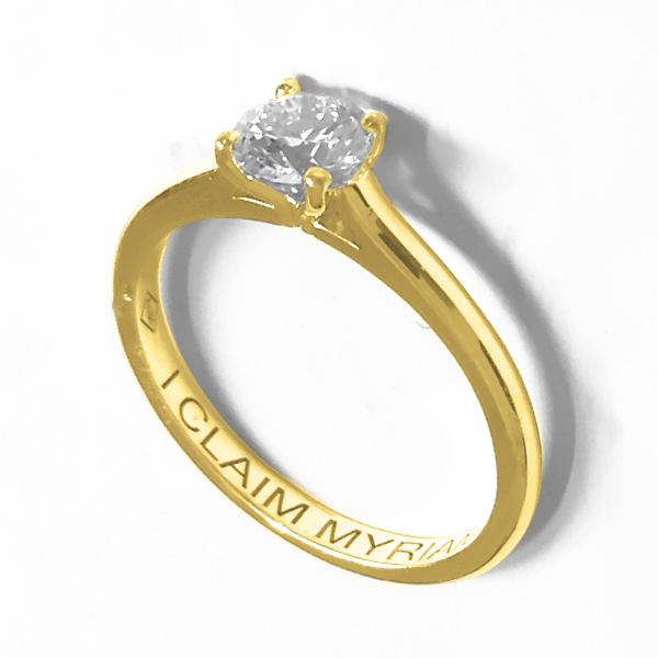 Solitaire diamant Traditionnelle en or jaune 18k , bague à cathédrale