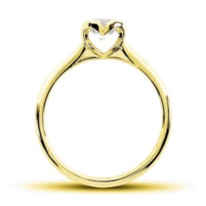 Romantique : Solitaire diamant en or jaune 18k, au chaton formant un coeur. Production et livraison en 15 à 7 jours ouvrés.